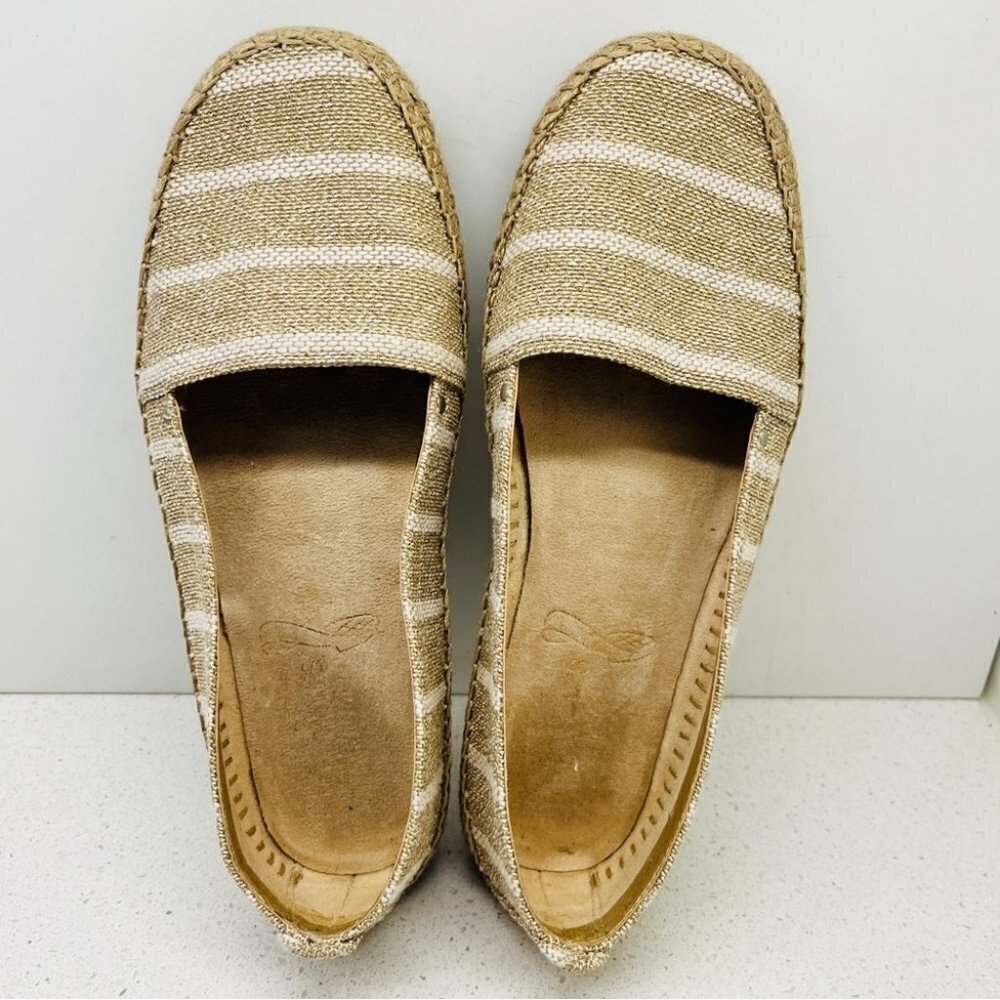 Aerosoles Stitch N Turn Solitaire Slip On  Espadrille Flats Metallic Gold Sz 9